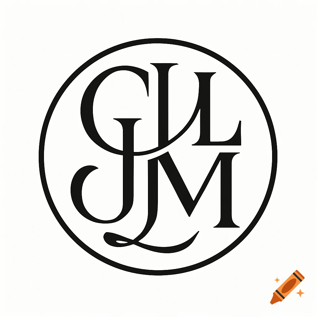 A black and white circular logo with intertwined letters C, J, L, and M.
