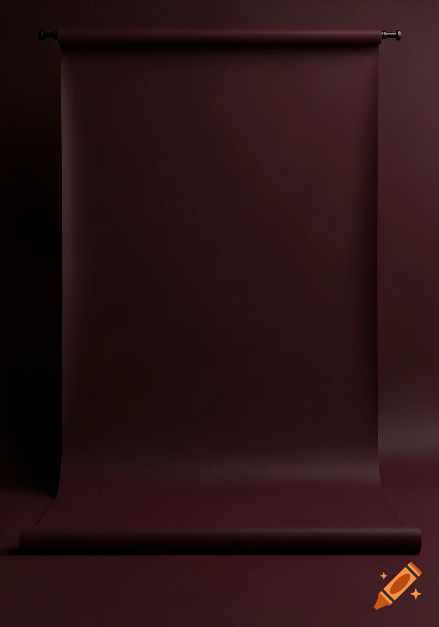 A dark burgundy paper photo studio backdrop, seamlessly curving from wall to floor, with a roll at the bottom.