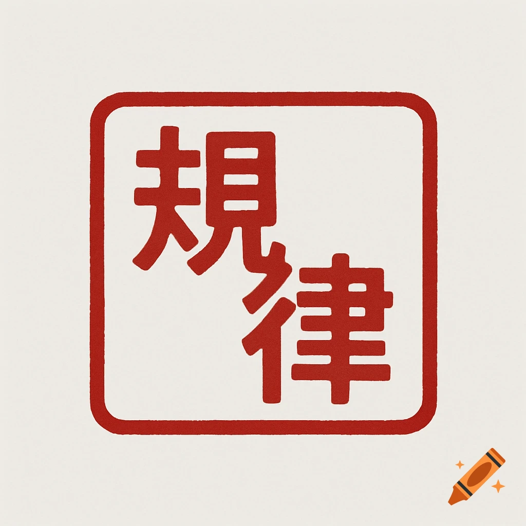 A red Japanese hanko stamp icon with the kanji characters for 'discipline' centered on a light background.