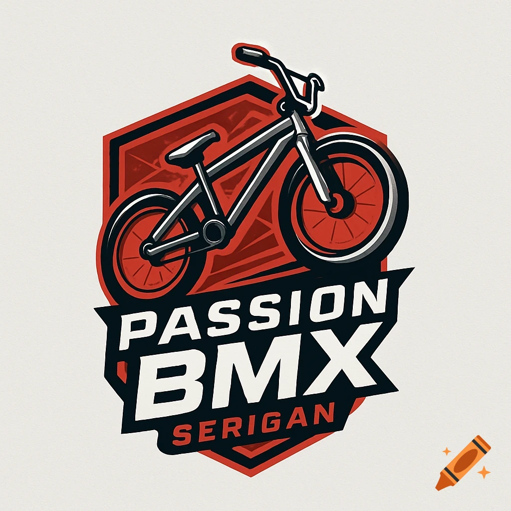 A stylized logo with a black and red BMX bike over a red hexagon, with the text 'PASSION BMX SERIGAN' below.