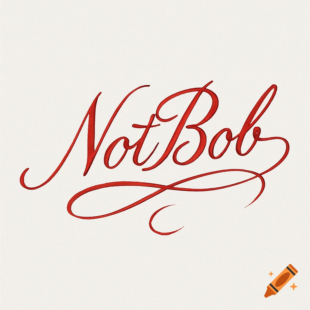 The words Not Bob in elegant red script on a plain white background.