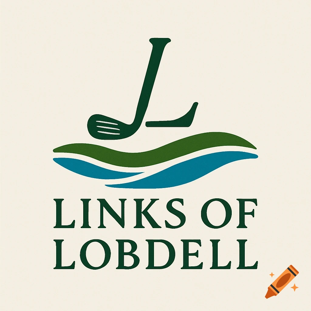 A logo for 'Links of Lobdell' golf course with a golf club shaped like an 'L' over green and blue waves, and the text 'LINKS OF LOBDELL'.