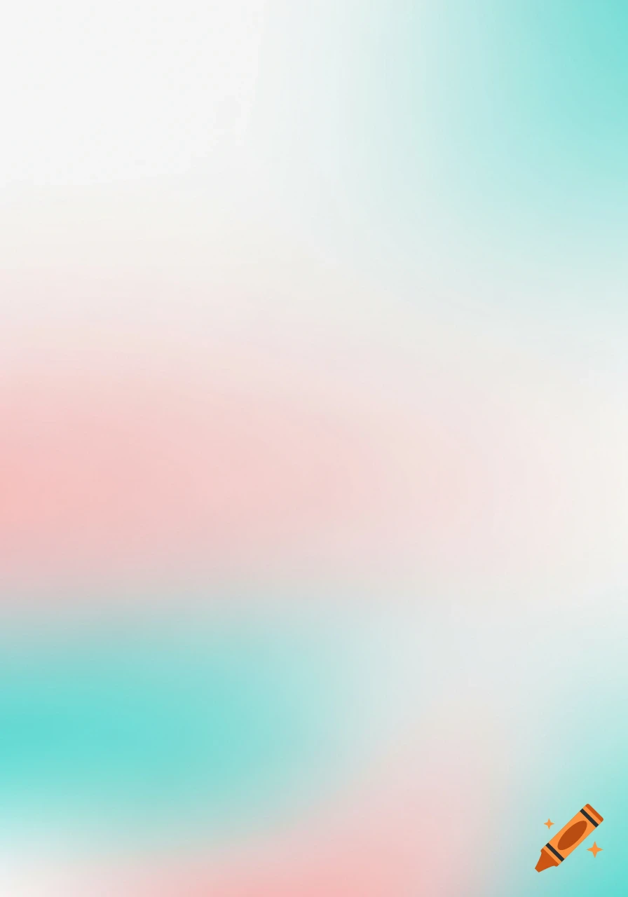 Soft color gradient background blending white, light pink, and light turquoise.