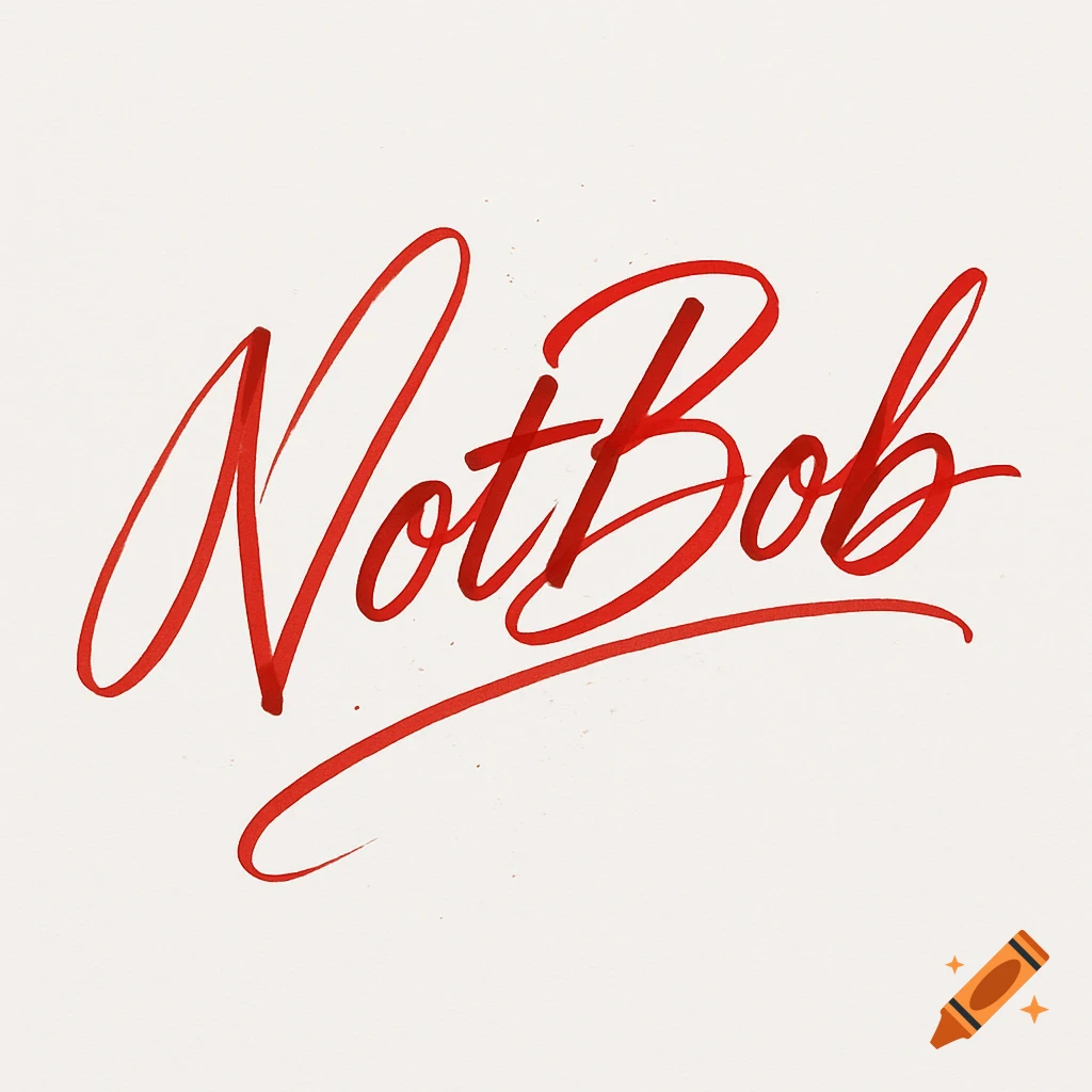 The word "NotBob" in bold red cursive script, resembling a signature, on a plain white background.