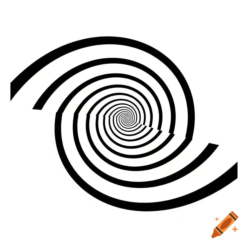 A black and white hypnotic spiral pattern creating an optical illusion.