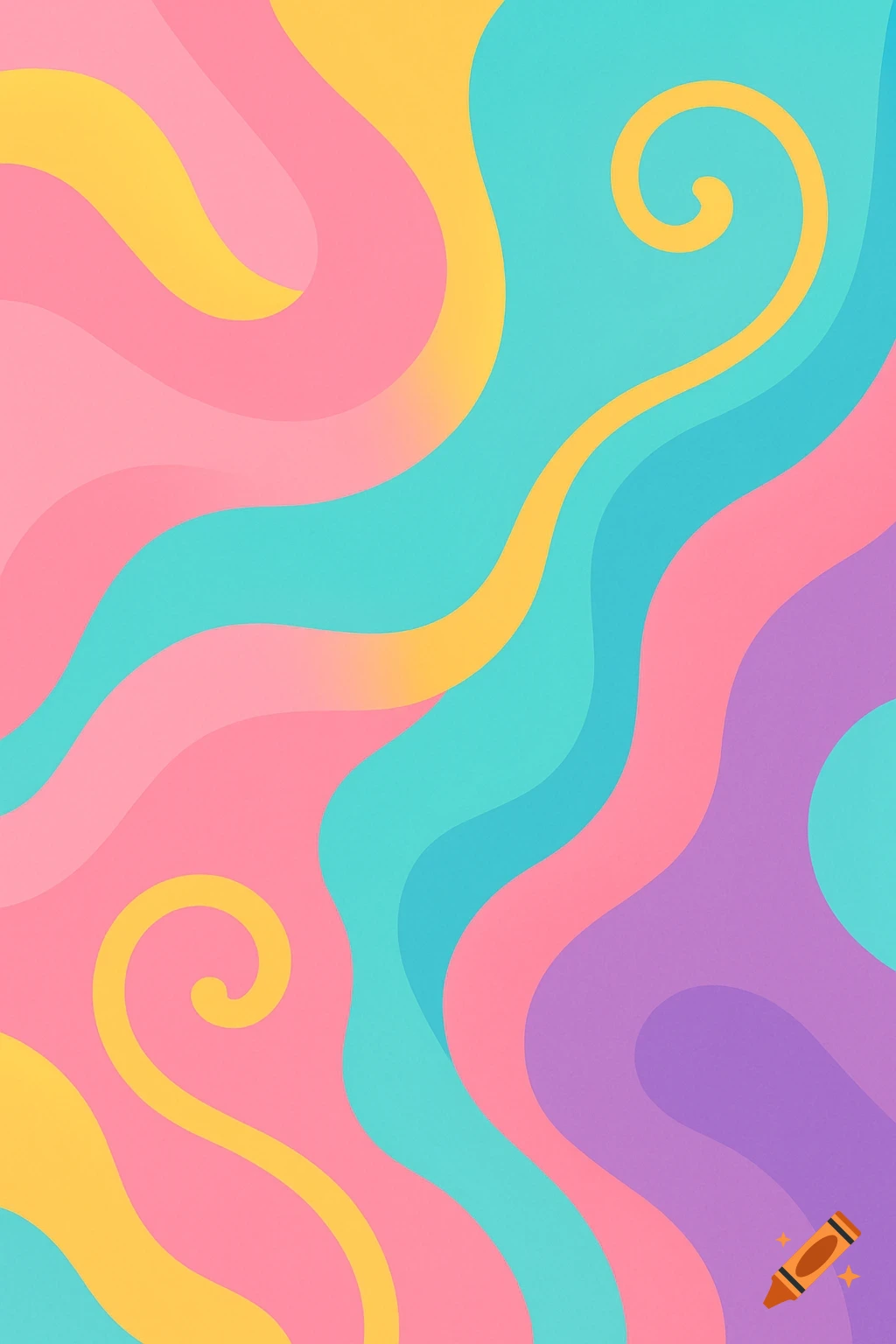 Abstract background with pastel pink, blue, yellow, and purple wavy, flowing shapes.