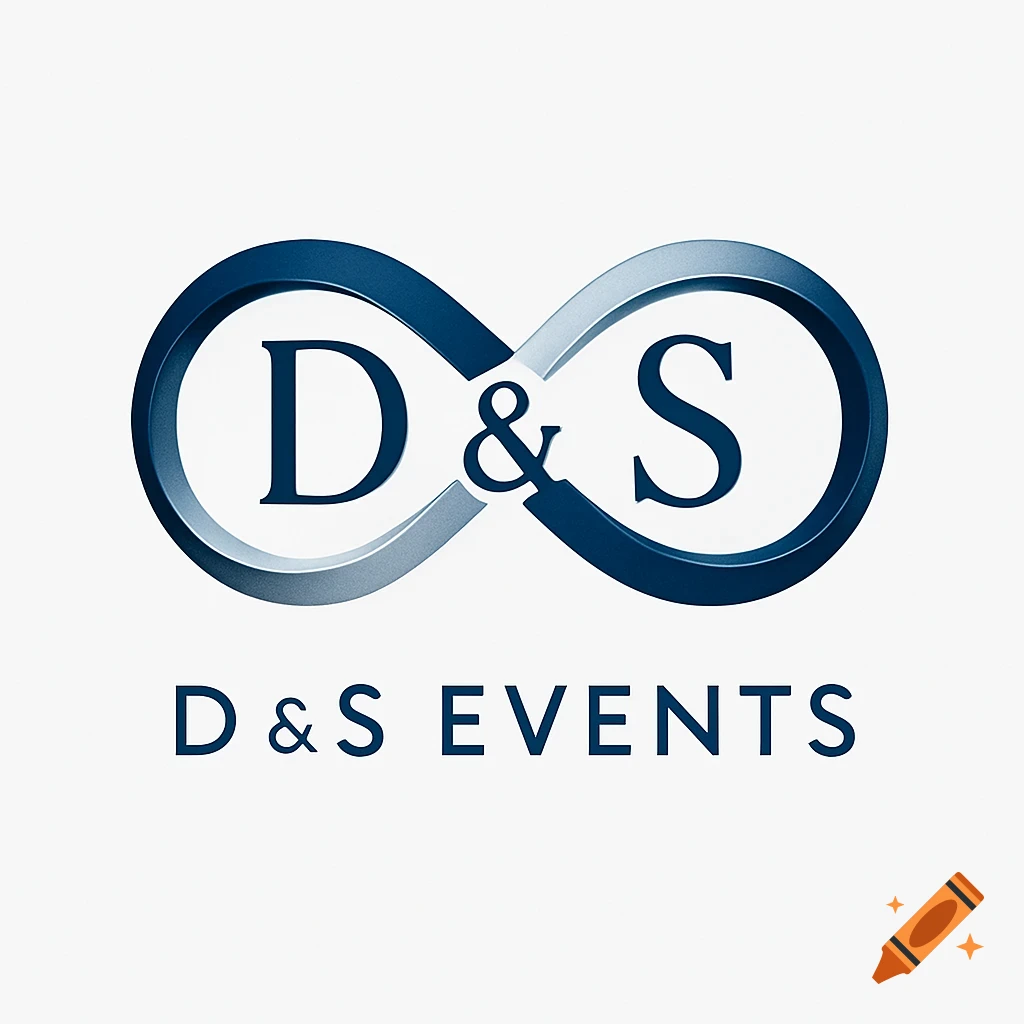 Blue and gray infinity symbol logo with D & S initials and 'D & S EVENTS' text below.
