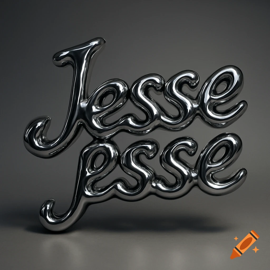 Glossy, reflective chrome 3D text spelling 'Jesse Jesse' on a dark gray background.