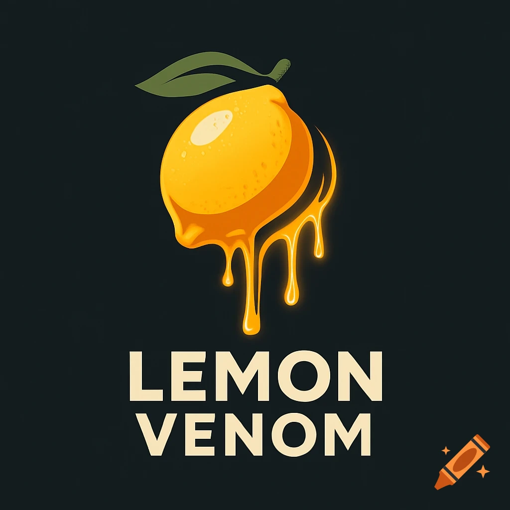 Stylized logo of a lemon dripping yellow liquid, with the text 'LEMON VENOM' below it on a dark background.