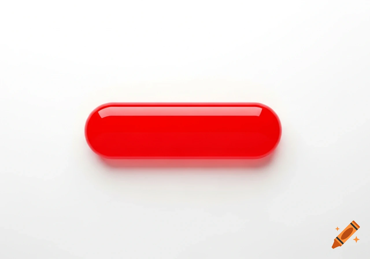 A glossy, red oblong shape centered on a plain white background.
