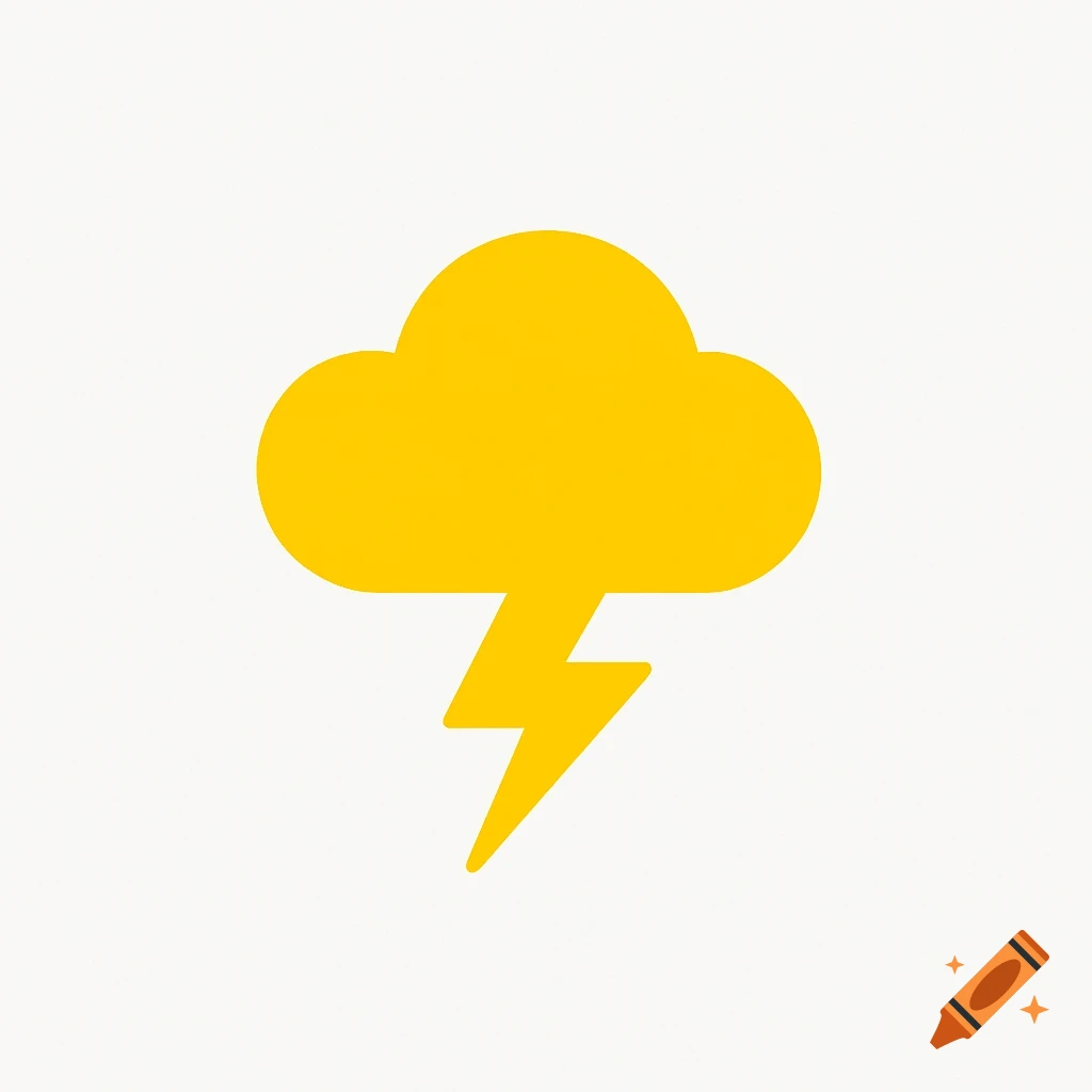 A yellow cloud with a yellow lightning bolt icon on a white background.