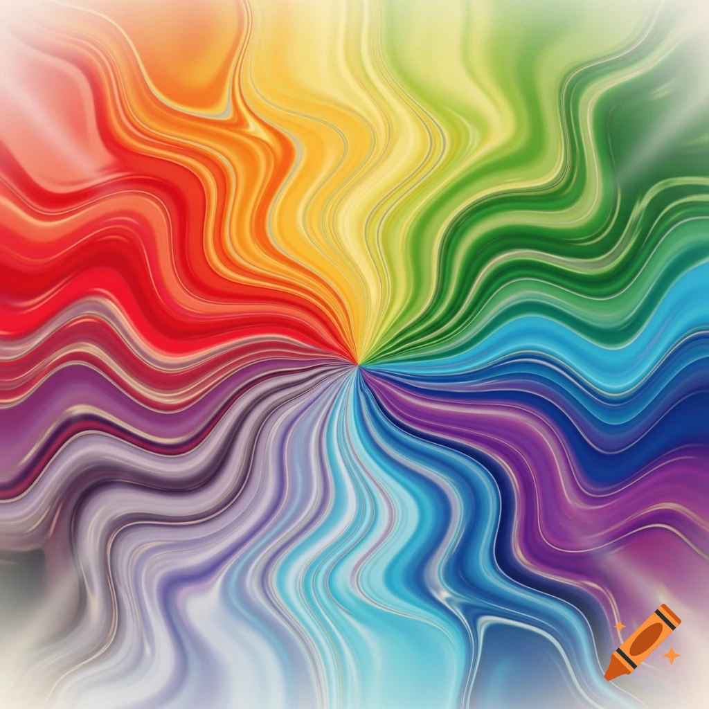A vibrant abstract background of swirling, wavy lines in a rainbow spectrum of colors, converging at the center.