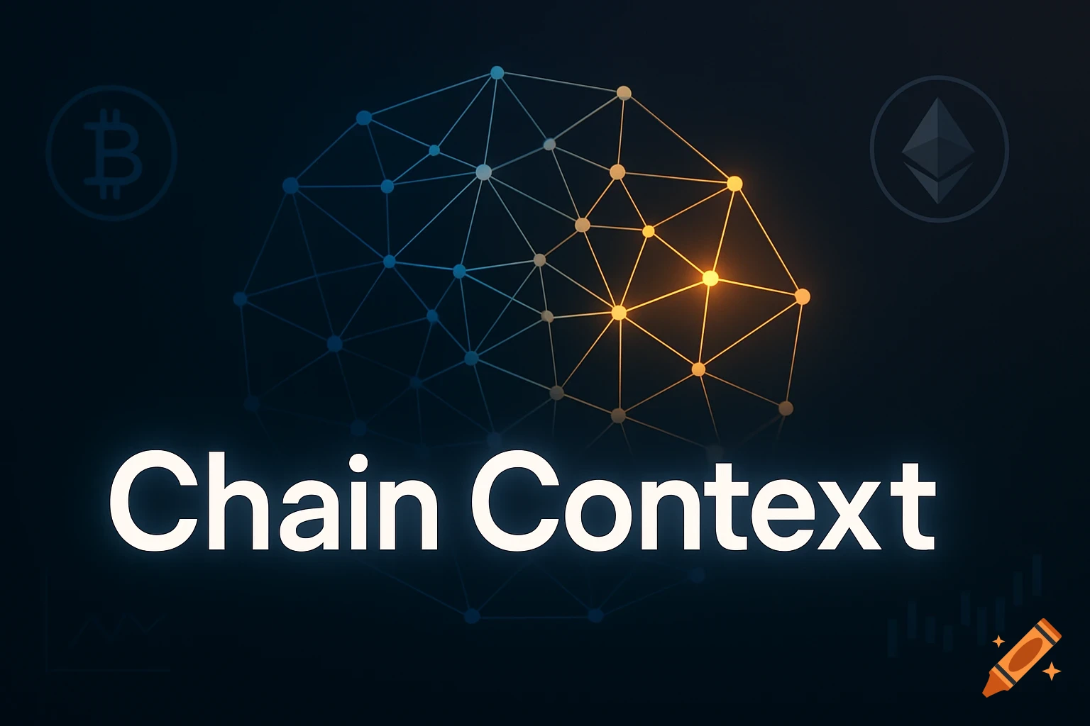 White text "Chain Context" over a dark blue background with a glowing blue and gold network graph and faint Bitcoin and Ethereum logos.