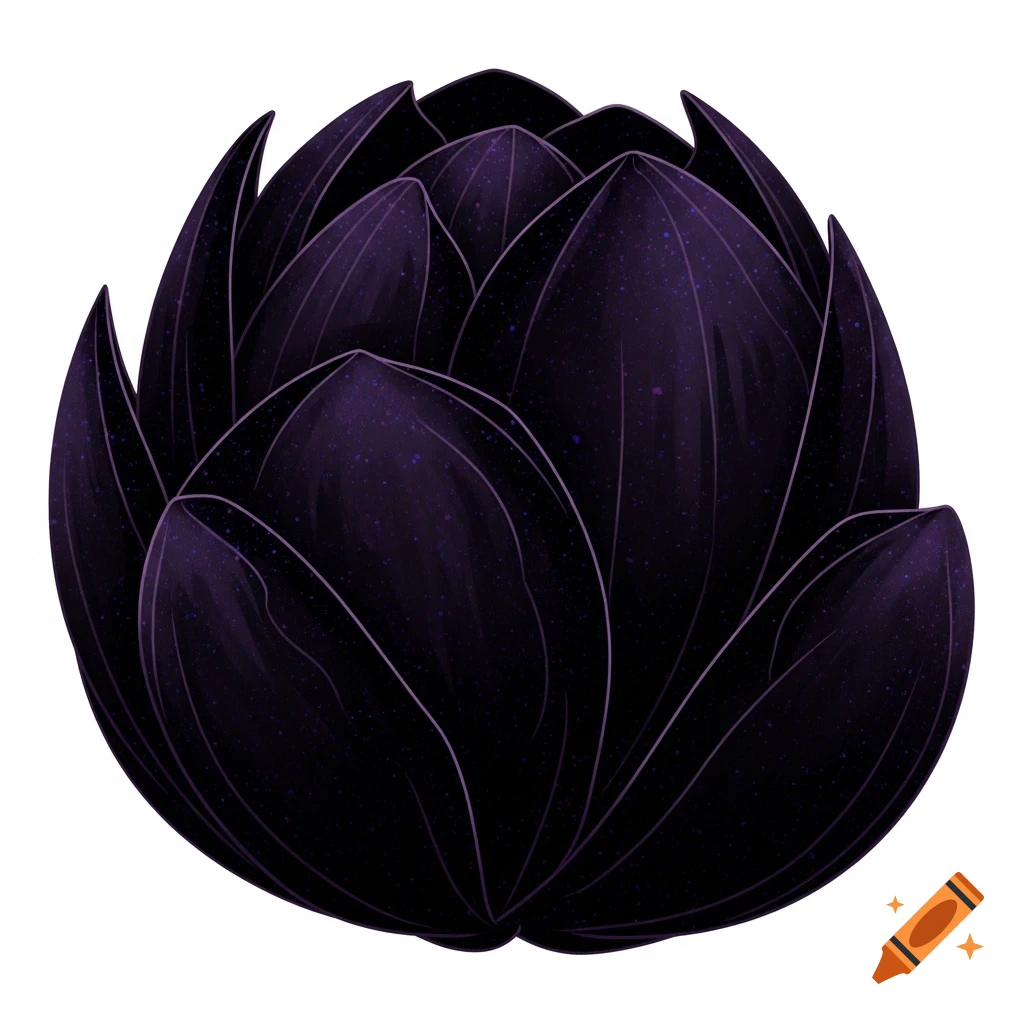Stylized dark purple bud with layered petals and speckles, a low-detail game asset.