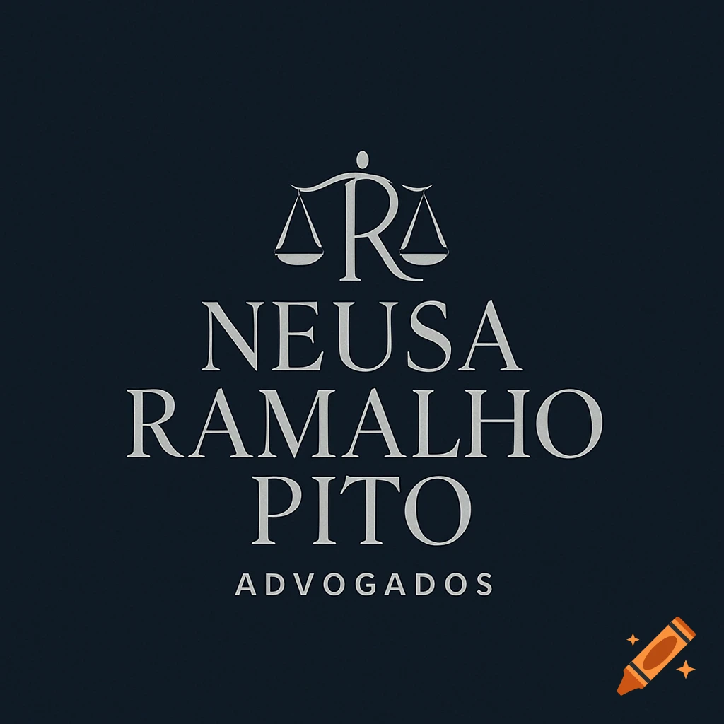 A law firm logo featuring a scales of justice icon above the name 'NEUSA RAMALHO PITO ADVOGADOS' in white on a dark blue background.
