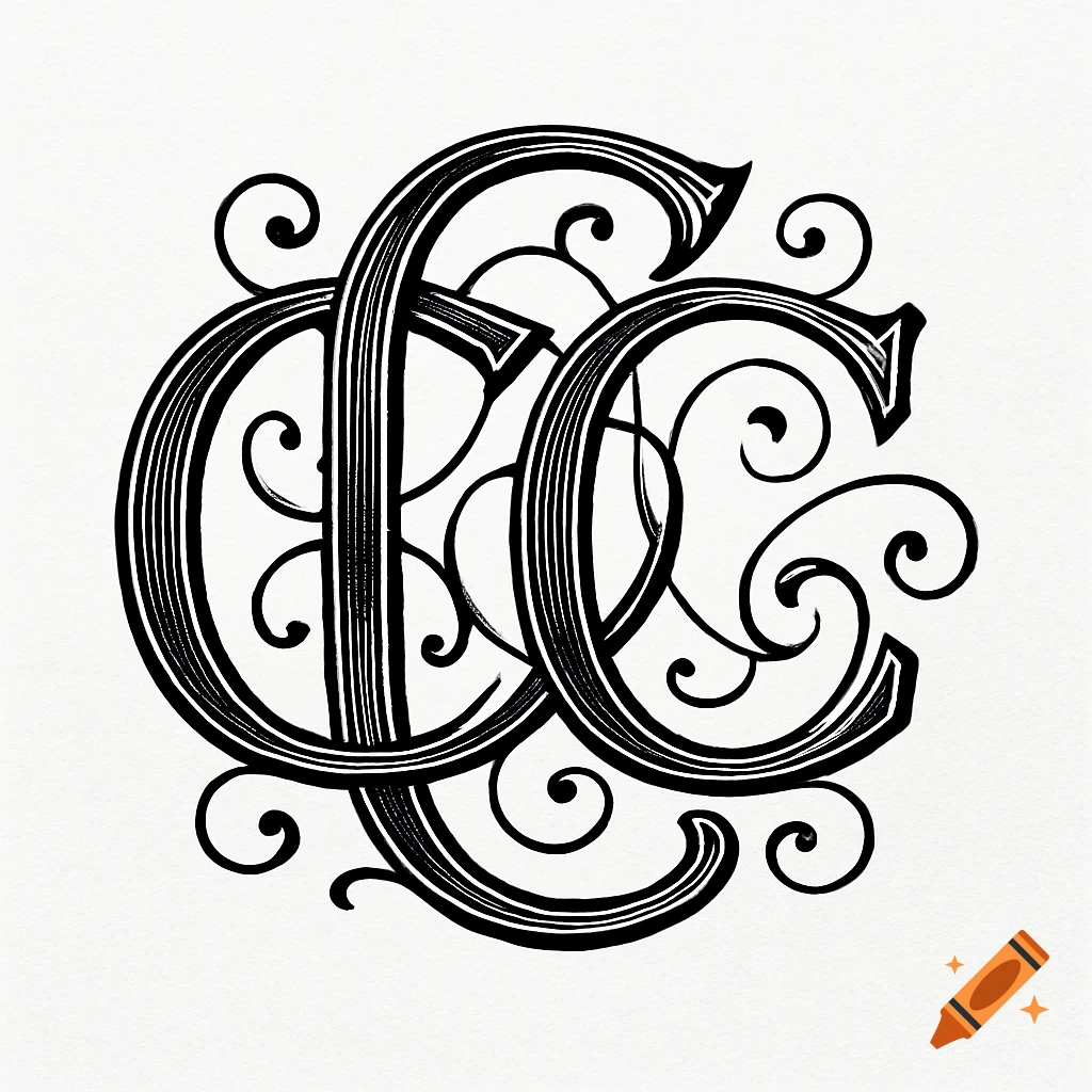 Ornate black and white monogram featuring three intertwined capital 'C' letters with decorative swirls.