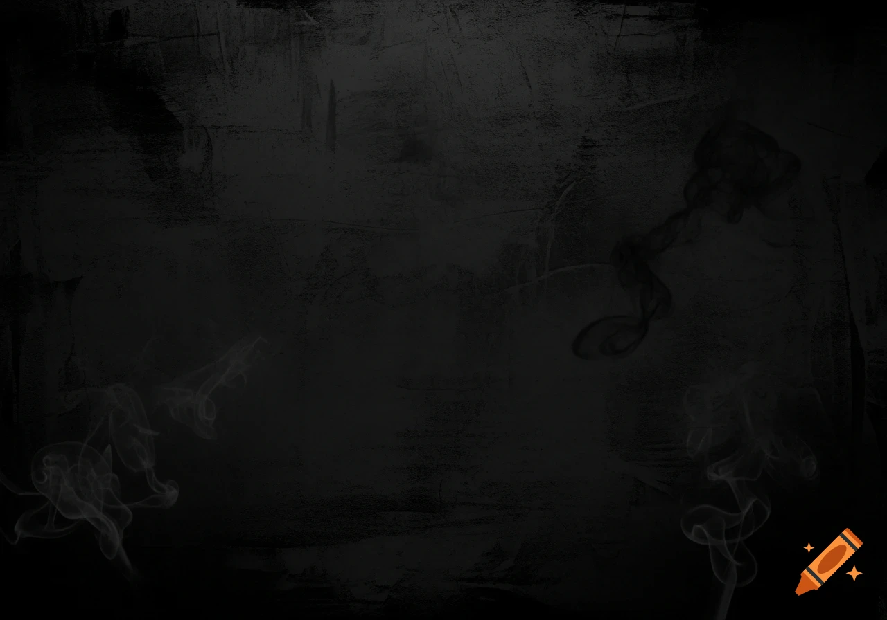 A dark, textured background with subtle smoke wisps.