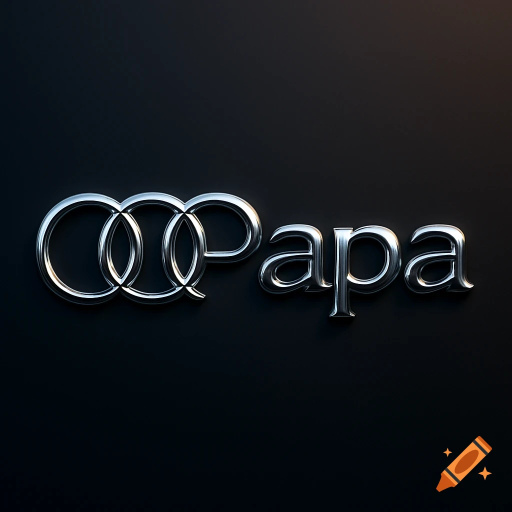 Metallic silver text 'OOOPapa' on a dark background, with the initial 'OOO' resembling the Audi rings.