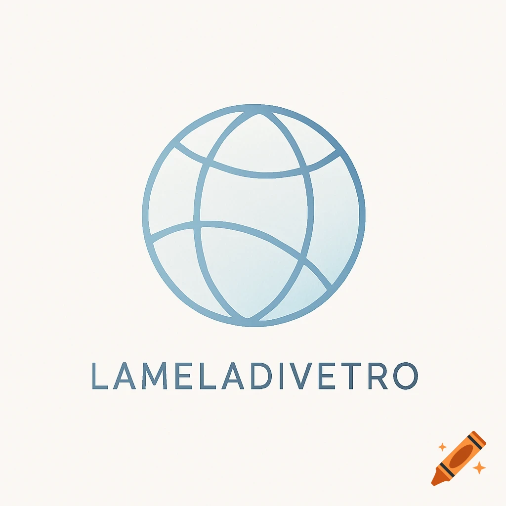 Minimalist logo with a light blue globe icon above the word 'Lameladivetro' on an off-white background.