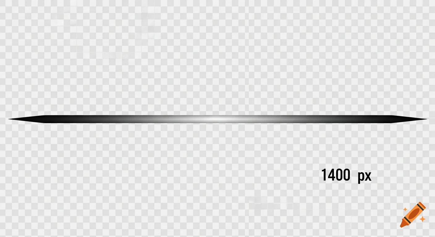 A black and silver gradient line with pointy ends on a transparent background, with "1400 px" text in the bottom right.
