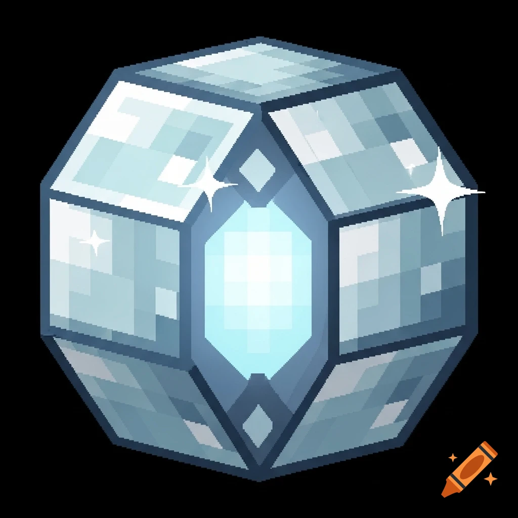 A glowing, pixelated, faceted light blue gem or ingot in Minecraft style.