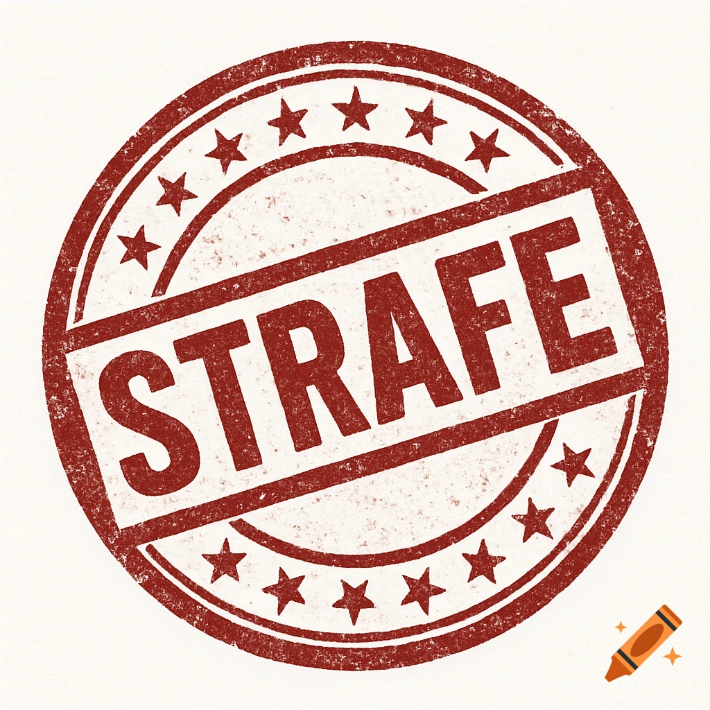 A red circular vintage-style rubber stamp with "STRAFE" in a diagonal banner and stars around the border.