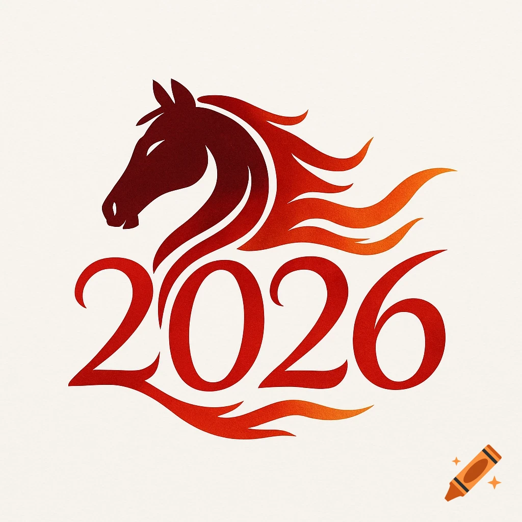 Red and orange stylized logo of a horse head with a fiery mane above the numbers 2026 on a white background.