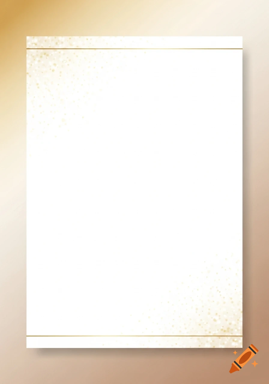 Minimalist blank card with gold borders and subtle gold flecks, set against a warm beige gradient background.