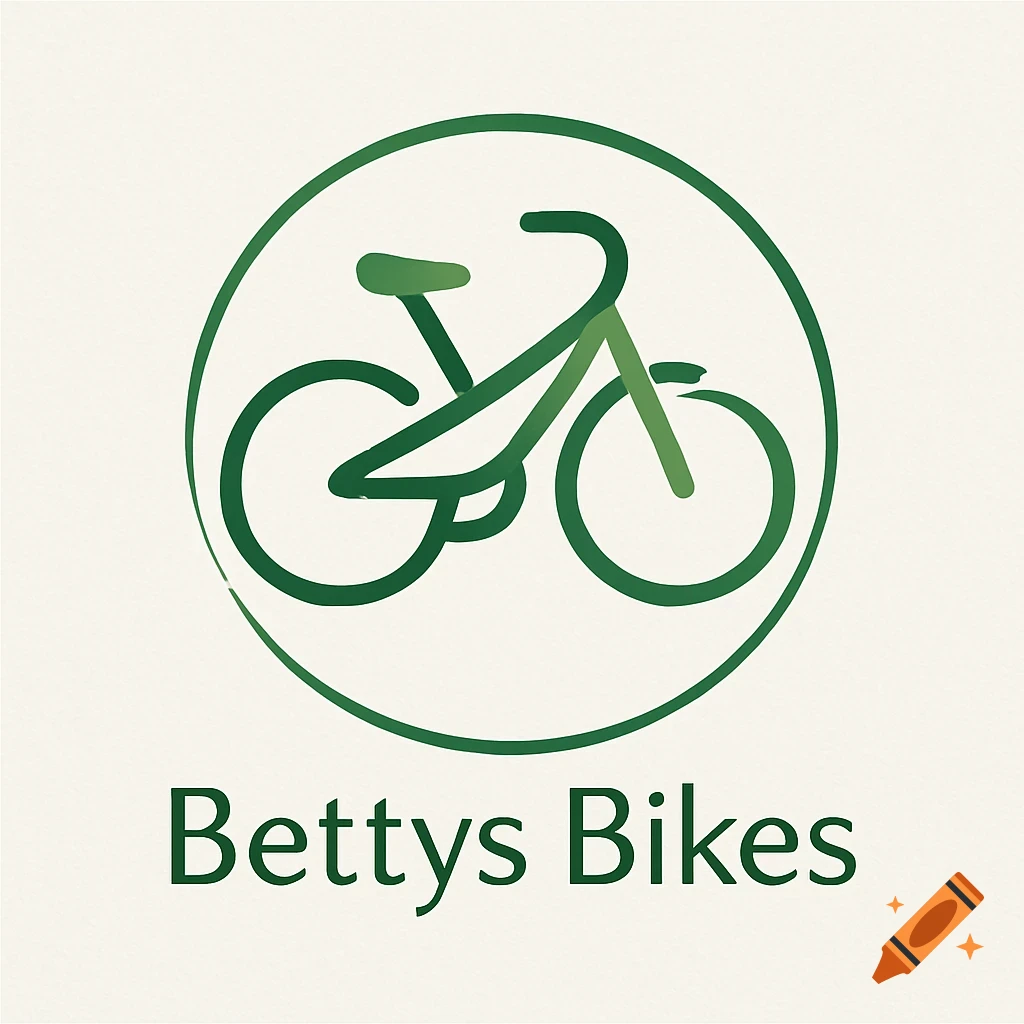 A simple green line art bicycle logo within a circle, with the text 'Bettys Bikes' below, on a light background.