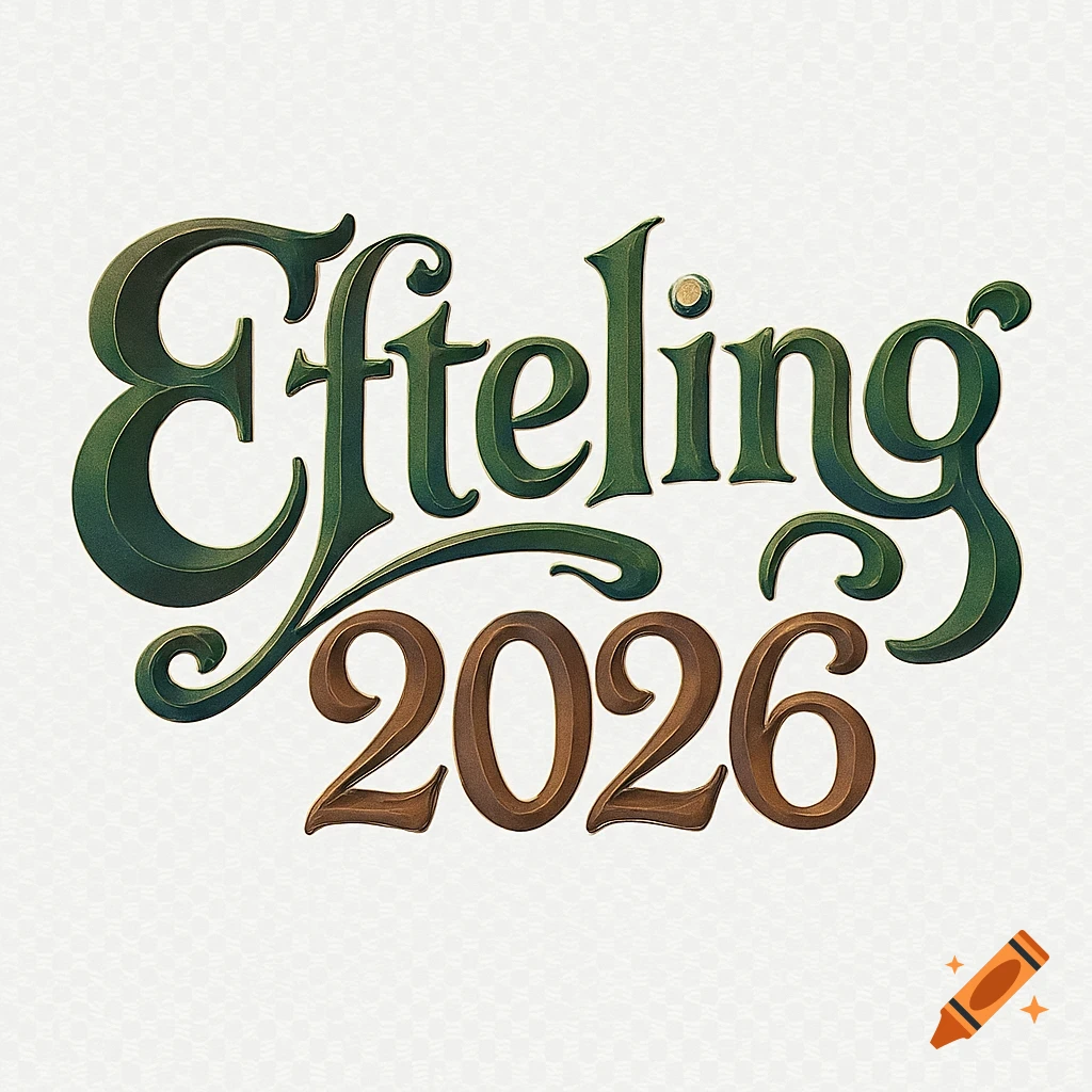 Stylized green 'Efteling' text with brown '2026' below, on a light textured background.