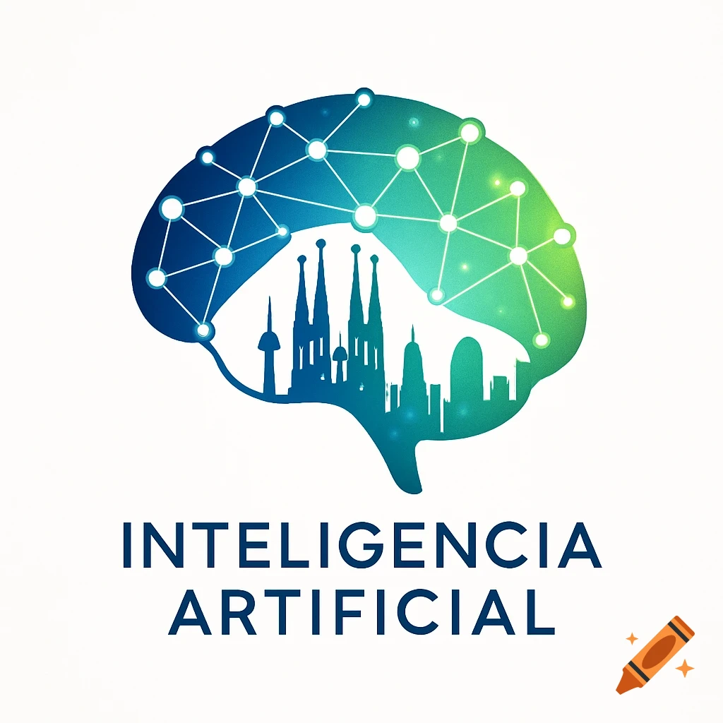Logo of a brain with a cityscape and network pattern, and the text 'Inteligencia Artificial'.