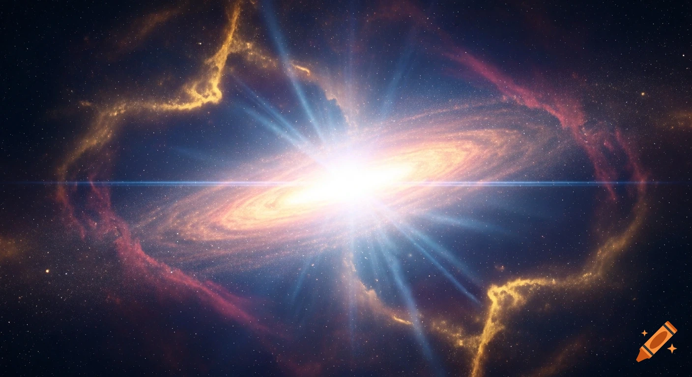 A brilliant new star ignites in a vast, colorful nebula, radiating intense light through swirling interstellar gas and dust.