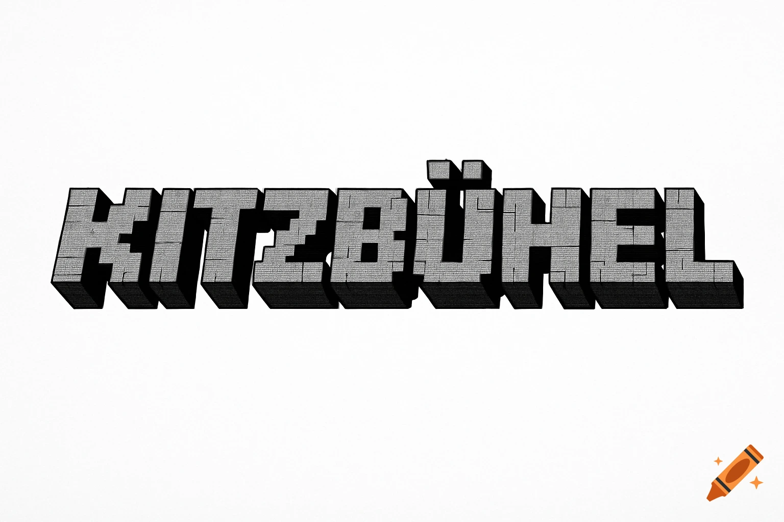 Black and white block letters spelling 'Kitzbühel' in a Minecraft style on a white background.