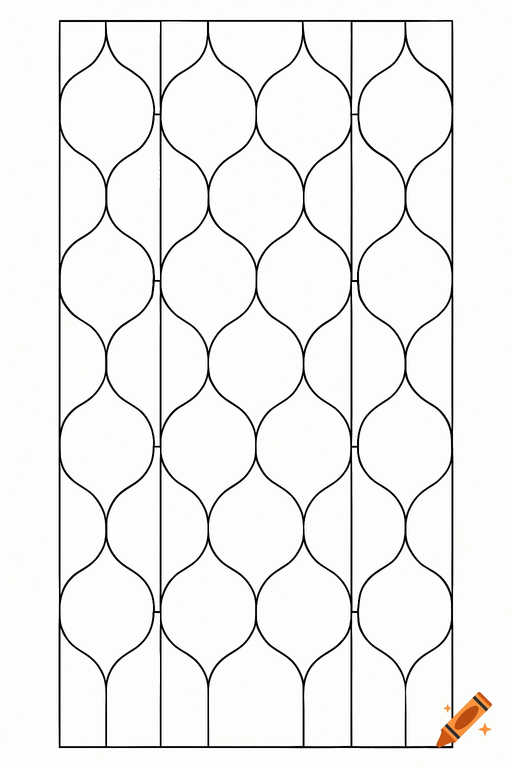A modern black and white geometric pattern featuring vertical rows of connected, elongated ovals, suitable for a decorative screen.