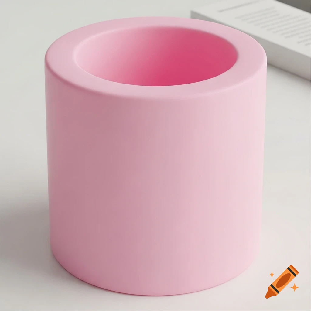 Soft pastel pink cylindrical silicone candle mold with a matte finish in professional product photography style.