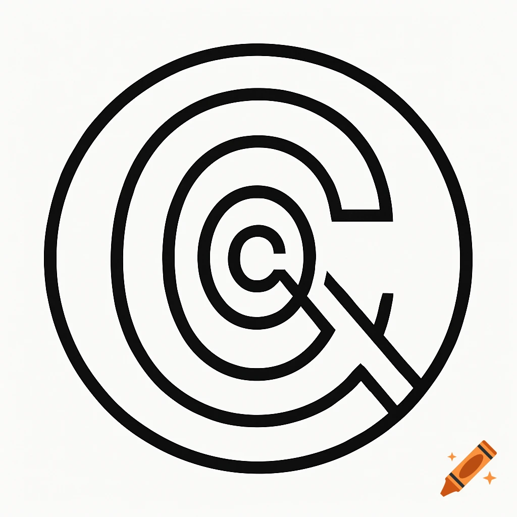 A black and white minimalist logo featuring stylized concentric letters C, Q, and C within a perfect circle.