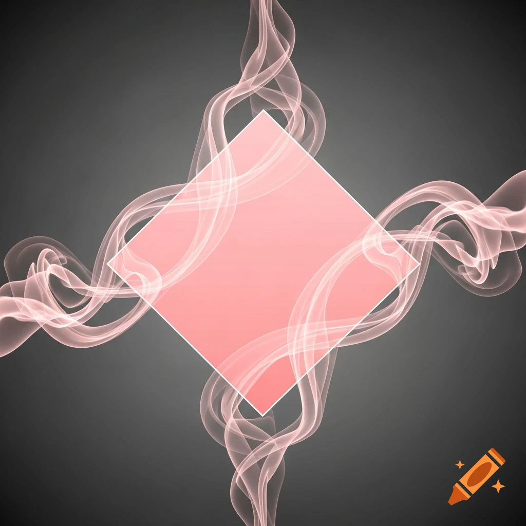 Pink square surrounded by swirling pink smoke on a dark gray background.