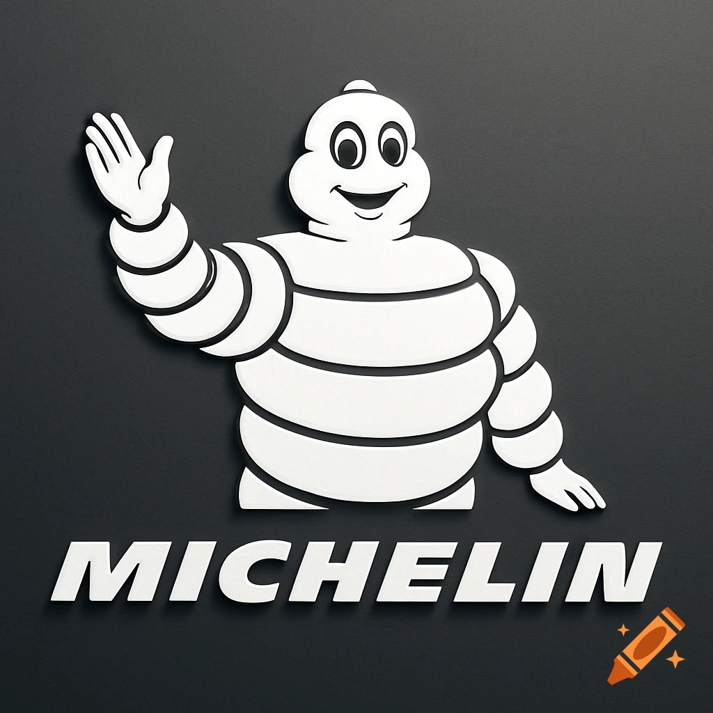 The white Michelin Man logo waving, with the text 'MICHELIN' below on a dark grey background.