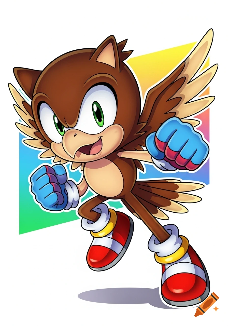 A brown anthropomorphic bird character, similar to Sonic the Hedgehog ...