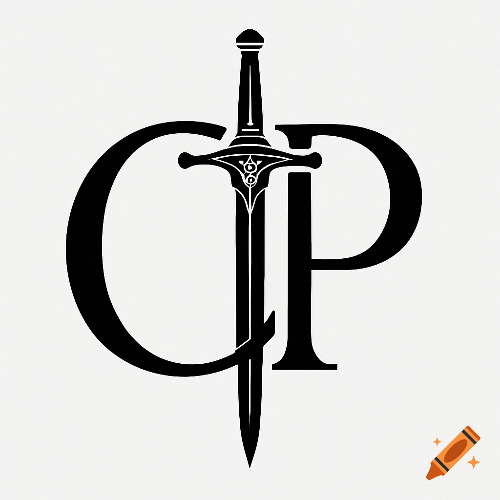 Black and white logo combining the letters C and P with a vertical stylized sword.
