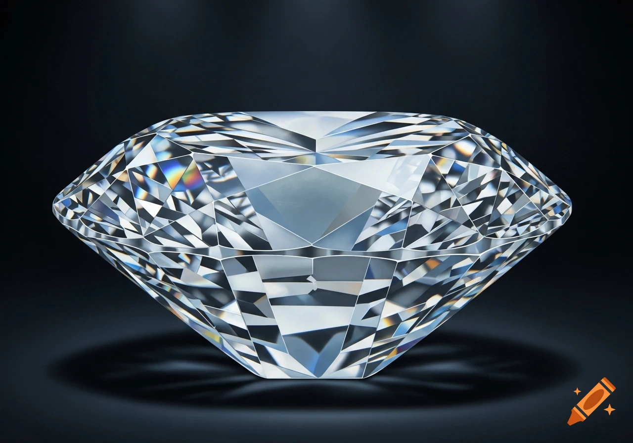 A dazzling, perfectly cut diamond against a dark background, reflecting light in a spectrum of colors.