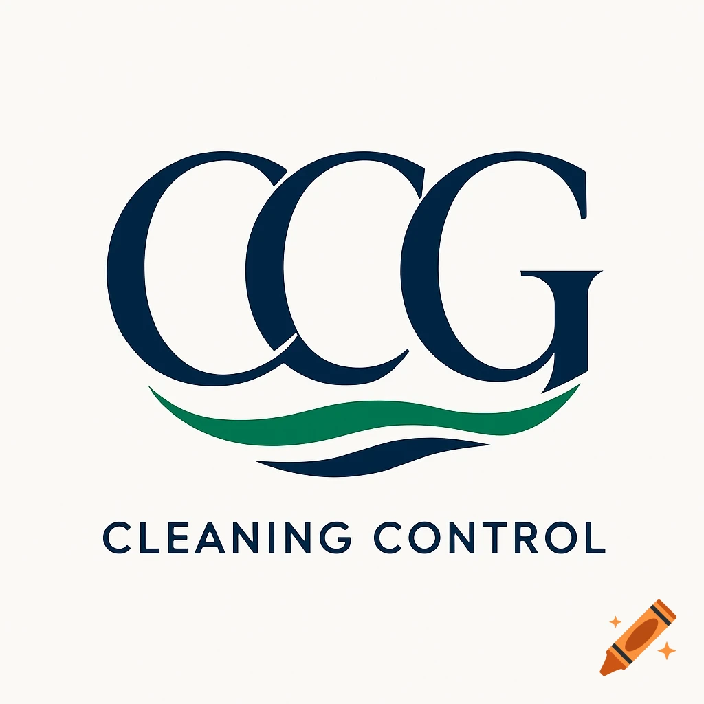 A logo with large dark blue letters "CCG" above two wave-like lines in green and dark blue, with "CLEANING CONTROL" in dark blue text underneath.