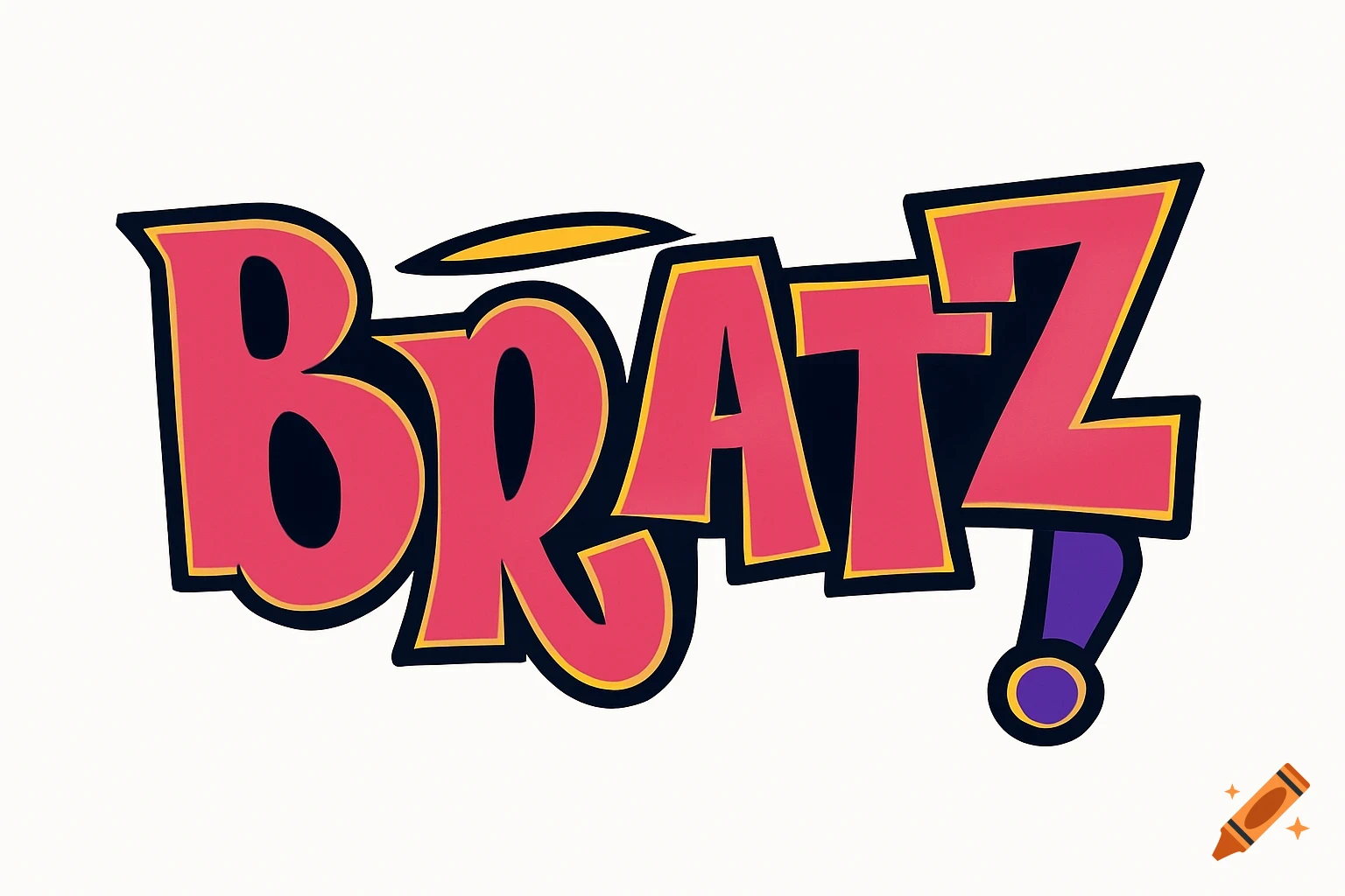 The Bratz logo with stylized pink, blue, and yellow bubble letters and an exclamation mark.