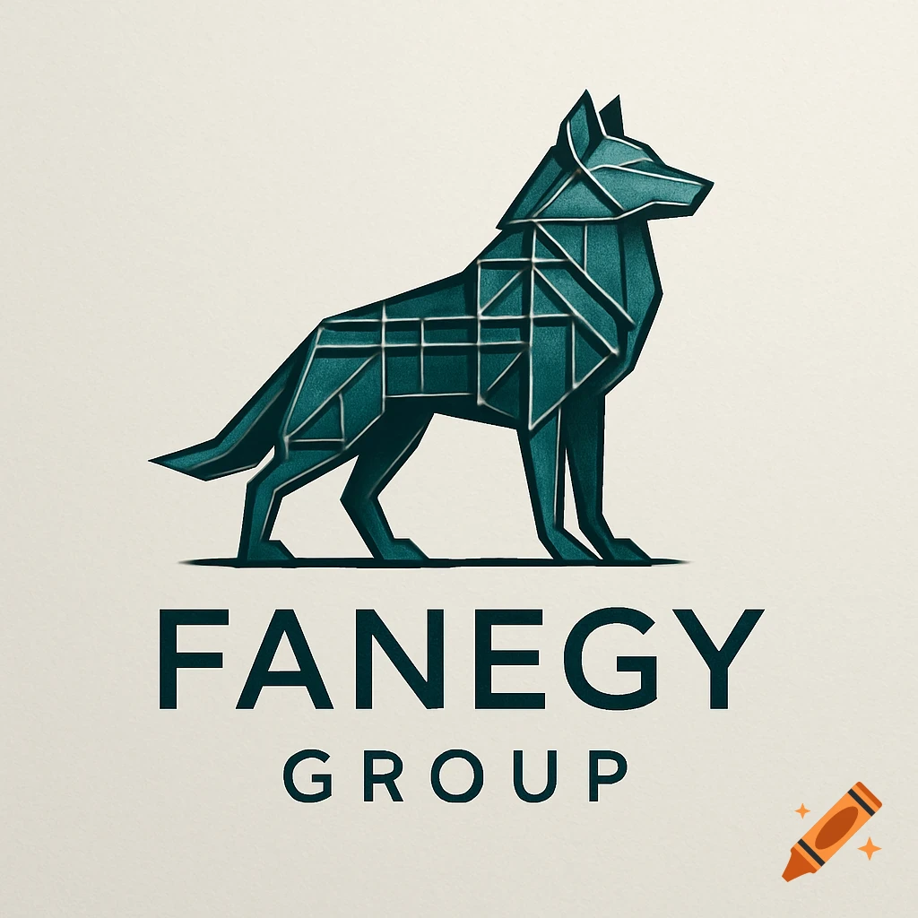 A stylized geometric teal wolf logo with the text FANEGY GROUP below it on a light background.