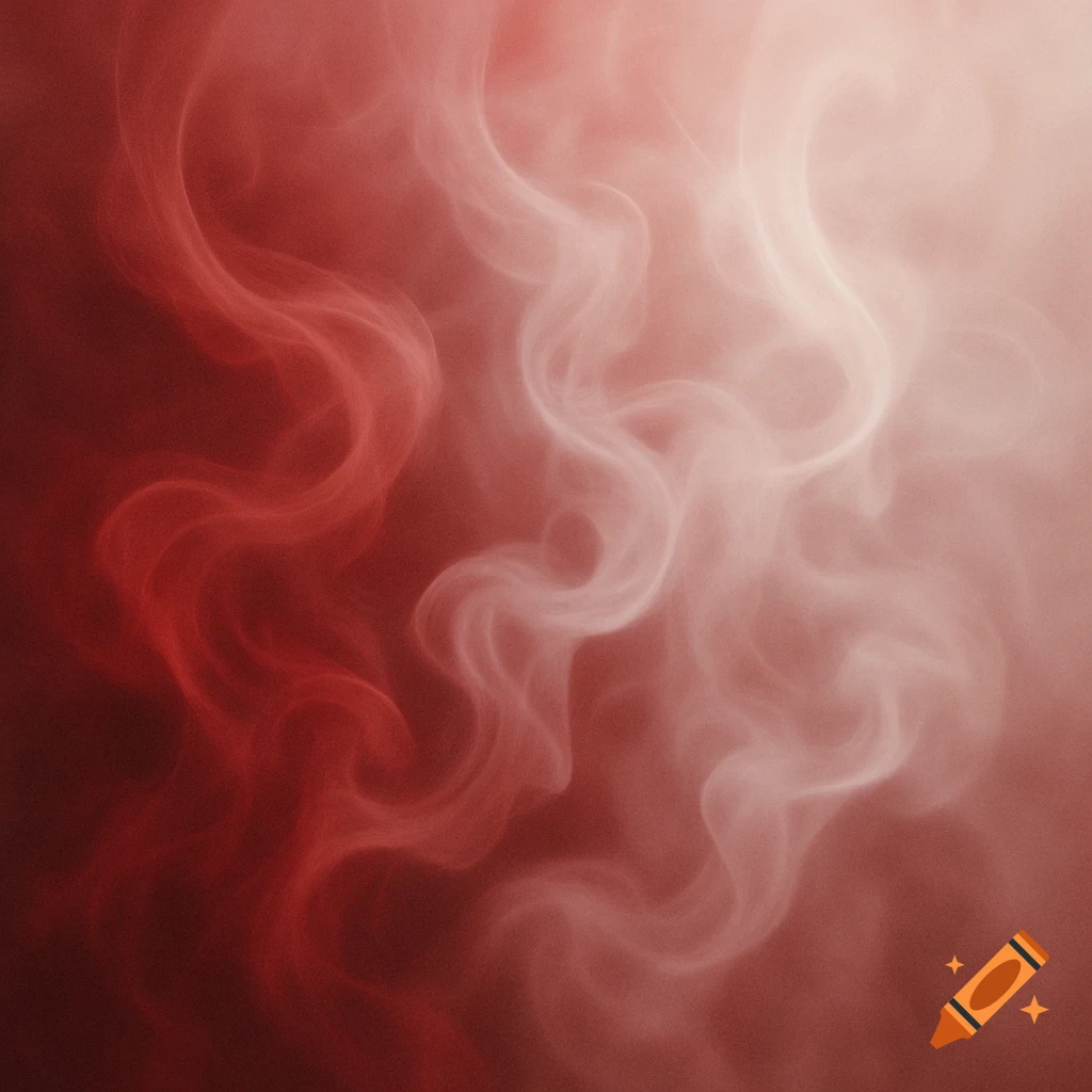 Abstract swirling red and white gas smoke on a gradient background.