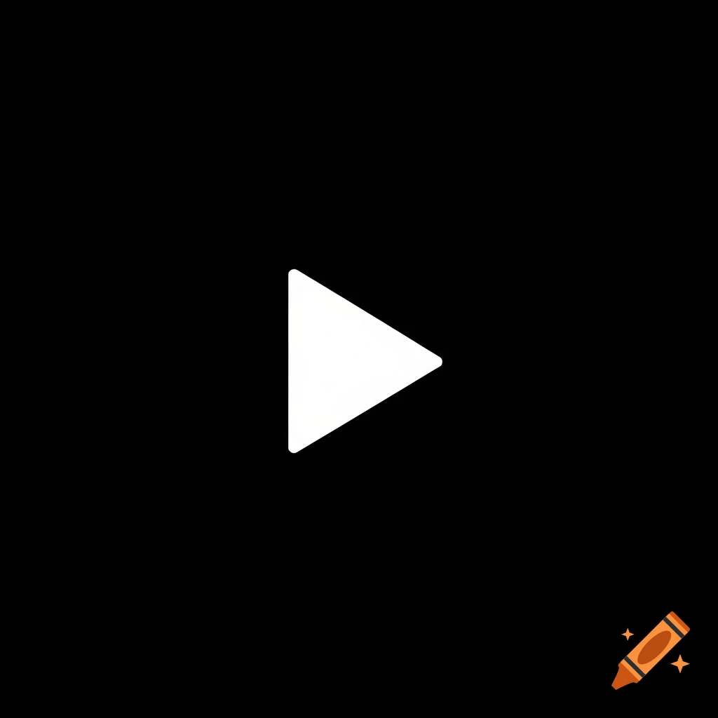 A minimalist white play button icon, a triangle pointing right, is centered on a black background.