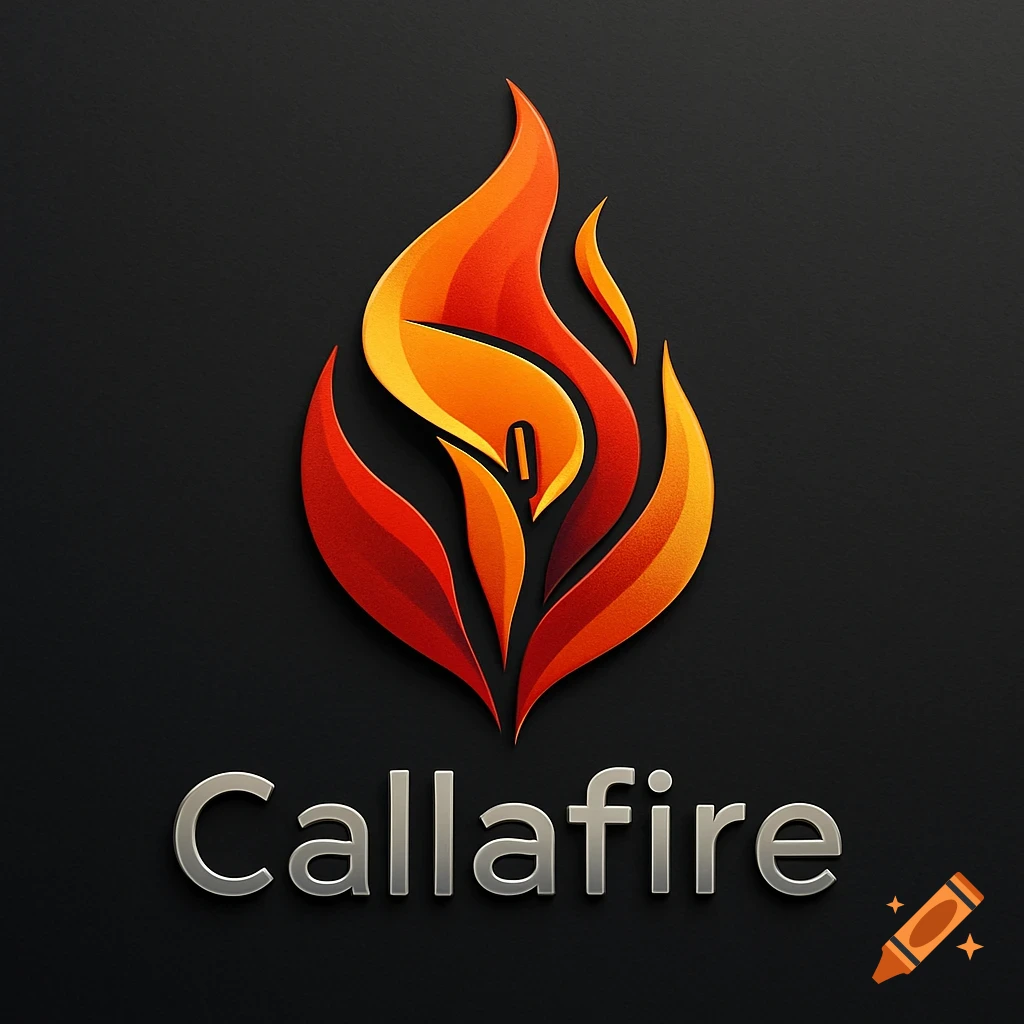 Stylized orange and red flame logo above the word 'Callafire' on a dark background.