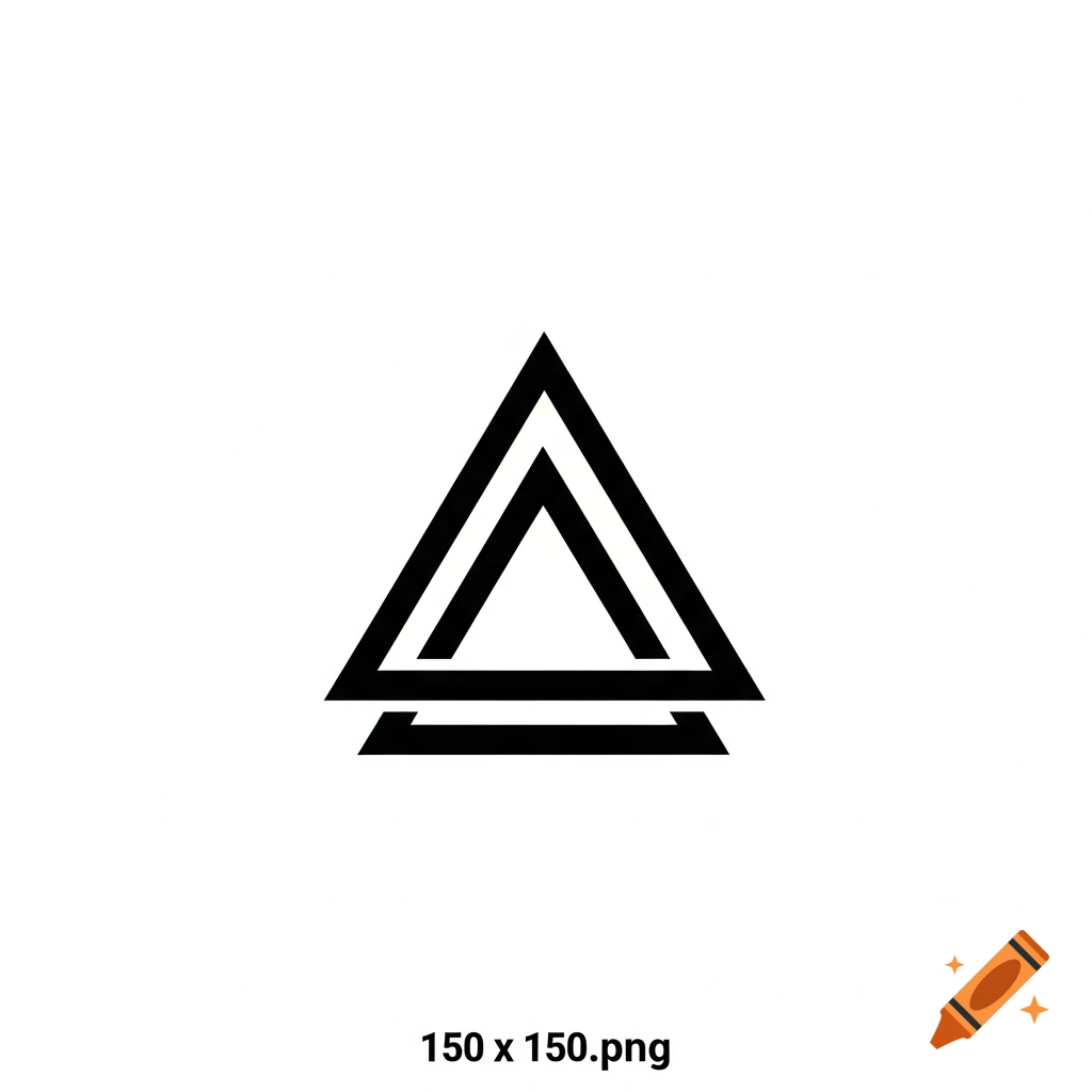 A black minimalist logo featuring two nested equilateral triangles, one smaller inside the other, on a white background.