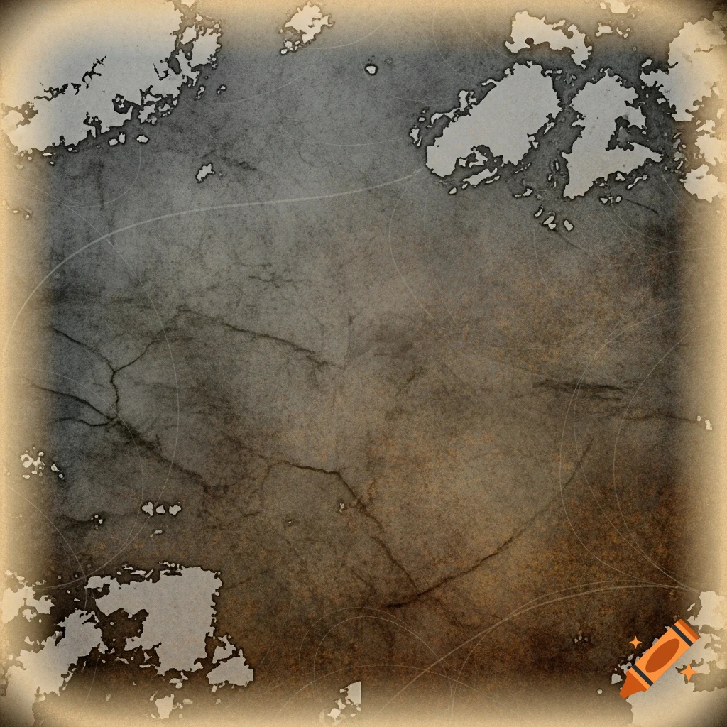 Grungy, distressed background with grey, brown, and off-white tones, resembling an old, dirty map or parchment.