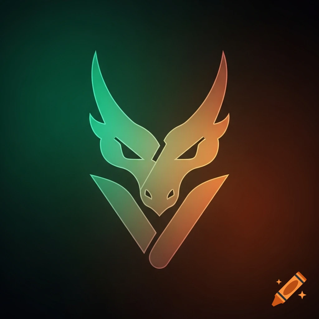 A stylized dragon face logo formed by two V-like shapes, with a green and orange gradient on a dark background.